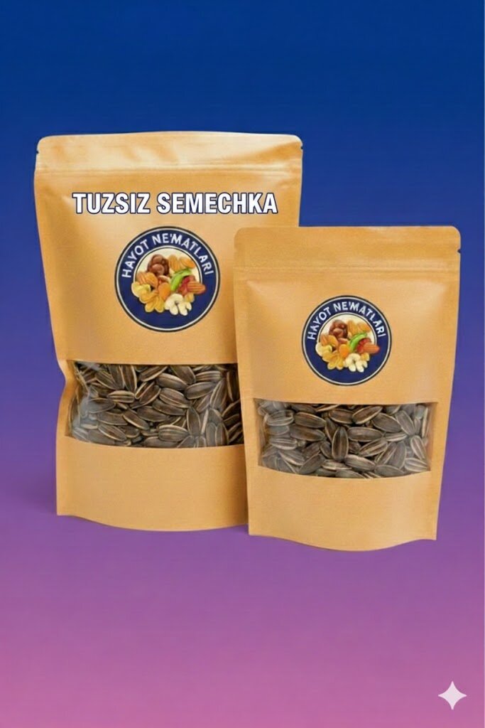 Семечки подсолнечные жареные без соли "Hayot Ne'matlari", отборные и натуральные