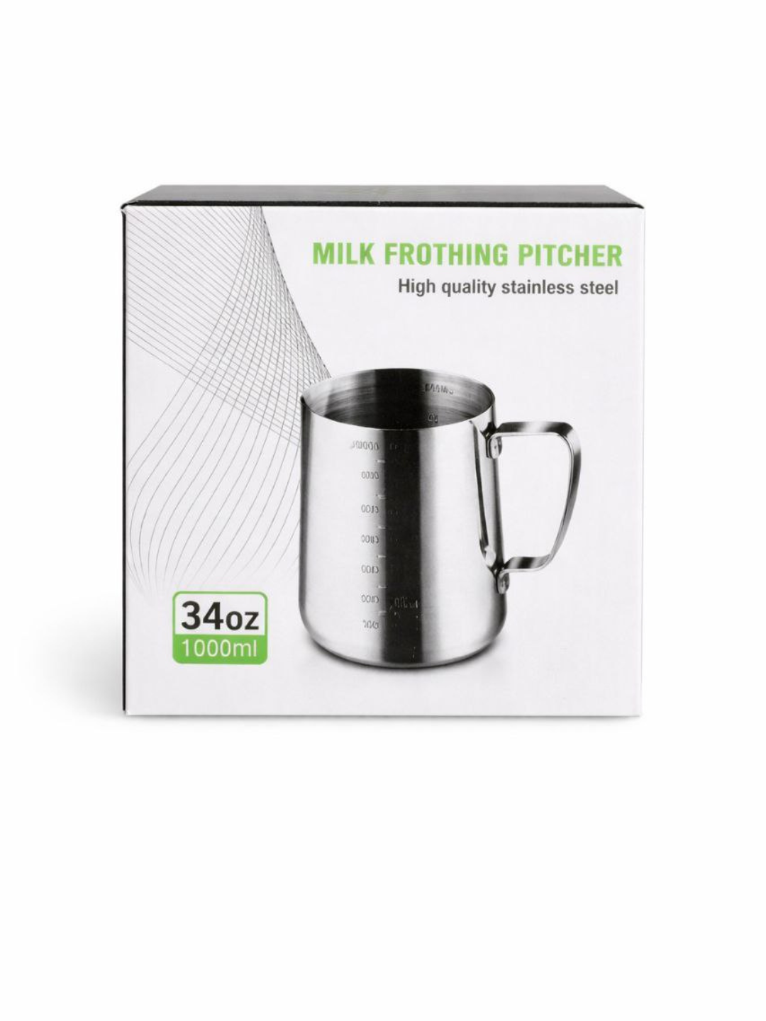 Мерный кувшин 1000 мл из нержавеющей стали с носиком для кофе и молока