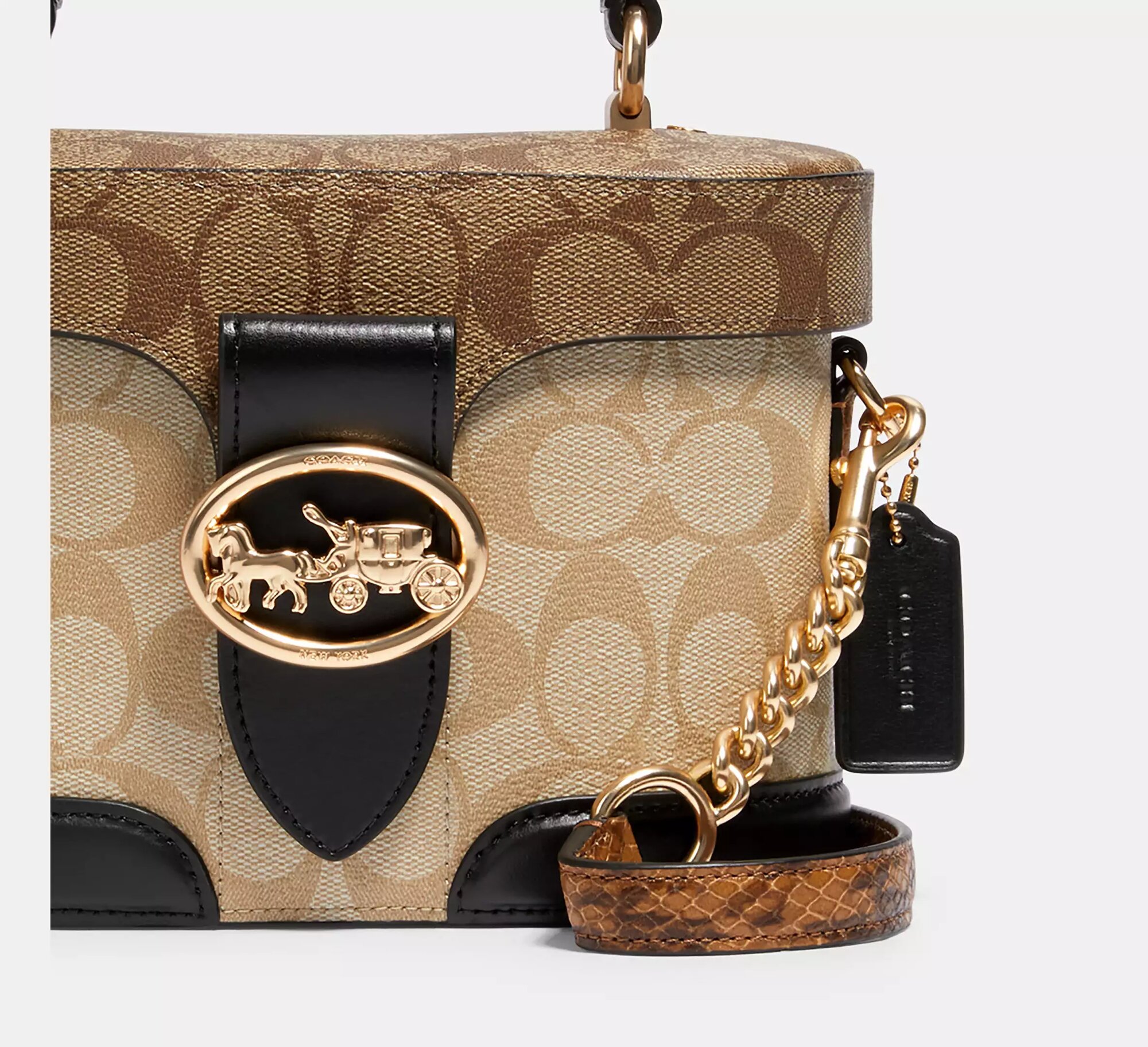 Сумка кросс-боди Coach Georgie Gem Crossbody In Blocked Signature Canvas, фактура тиснение, гладкая, зернистая, бежевый — фото 1