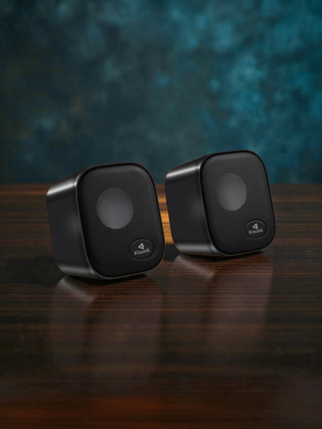 Kisonli KS‑10 – акустика 2.0 для ПК и ноутбуков, USB + AUX, чистый стереозвук. Идеально для музыки, фильмов и игр