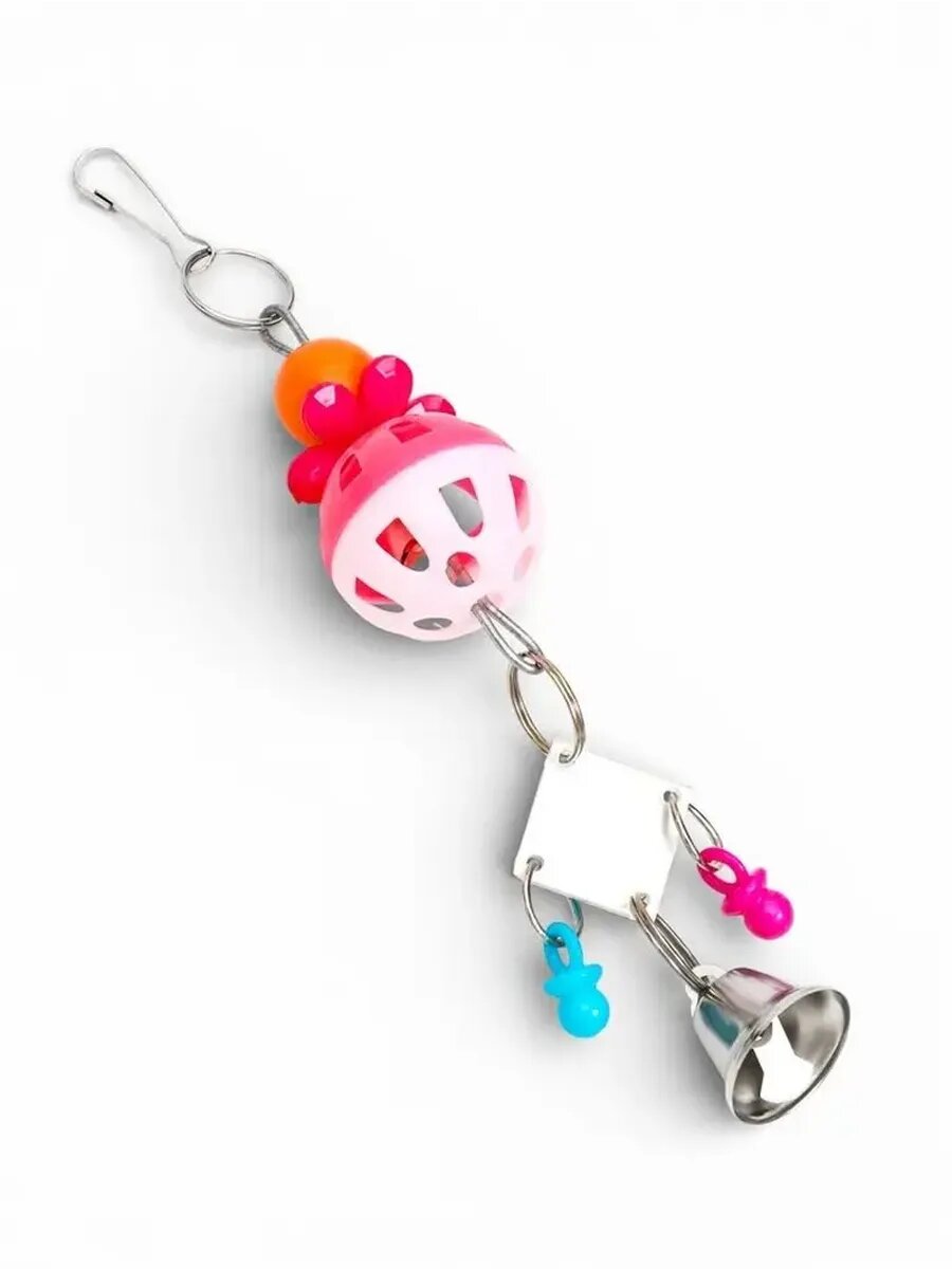 Развивающая игрушка для птиц с зеркалом и шариком