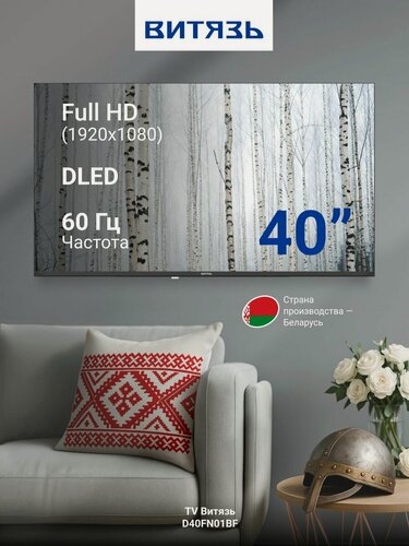 Изображение товара Телевизор Витязь D40FN01BF, 40 дюймов, с пультом ДУ, FHD, DLED, time shift, черный