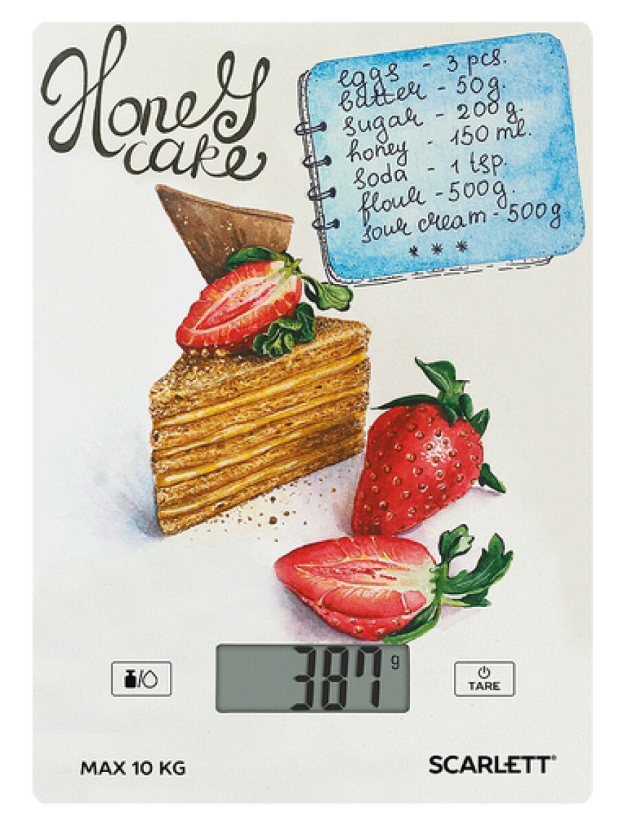 Весы кухонные Scarlett SC-KS57P76, стекло, крепление на стену