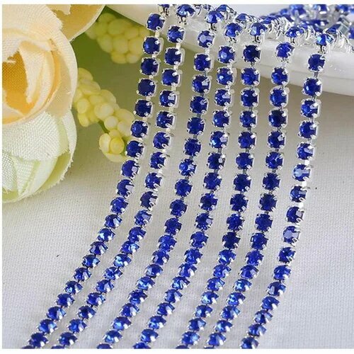 Цепочка из страз Royal Blue, SS6, 1 метр