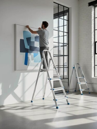 Изображение товара Стремянка односторонняя Yarus, 4 ступени, 1.3 м, из оцинкованной стали, до 120 кг