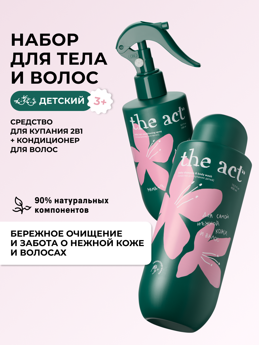 Набор The Act Детский шампунь 400 мл + спрей для волос, 250 мл