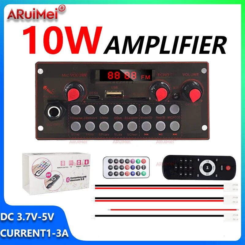 ARuiMei 10W Bluetooth Усилитель DC 3.7V-5V 1-3A
