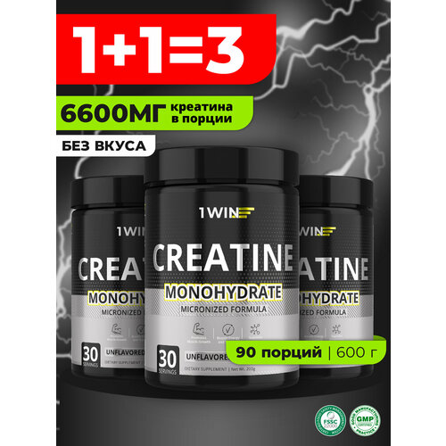 Комплект креатинов 3 шт, Креатин моногидрат порошок, Вкус Нейтральный, 30 порций, для набора массы тела