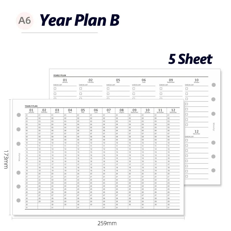 Блокнот A6 Year Plan B бежевый, 5 листов