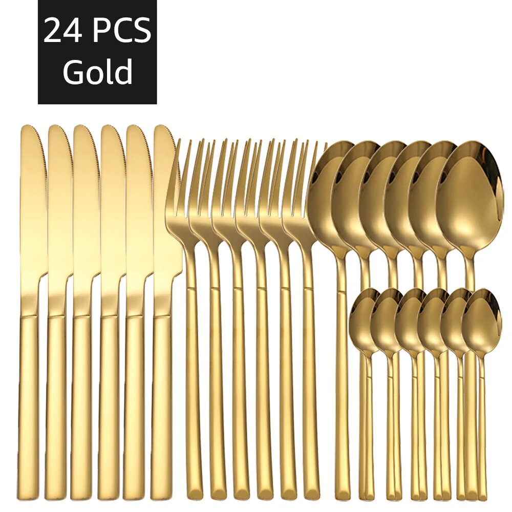 Набор столовых приборов 24pcs Gold