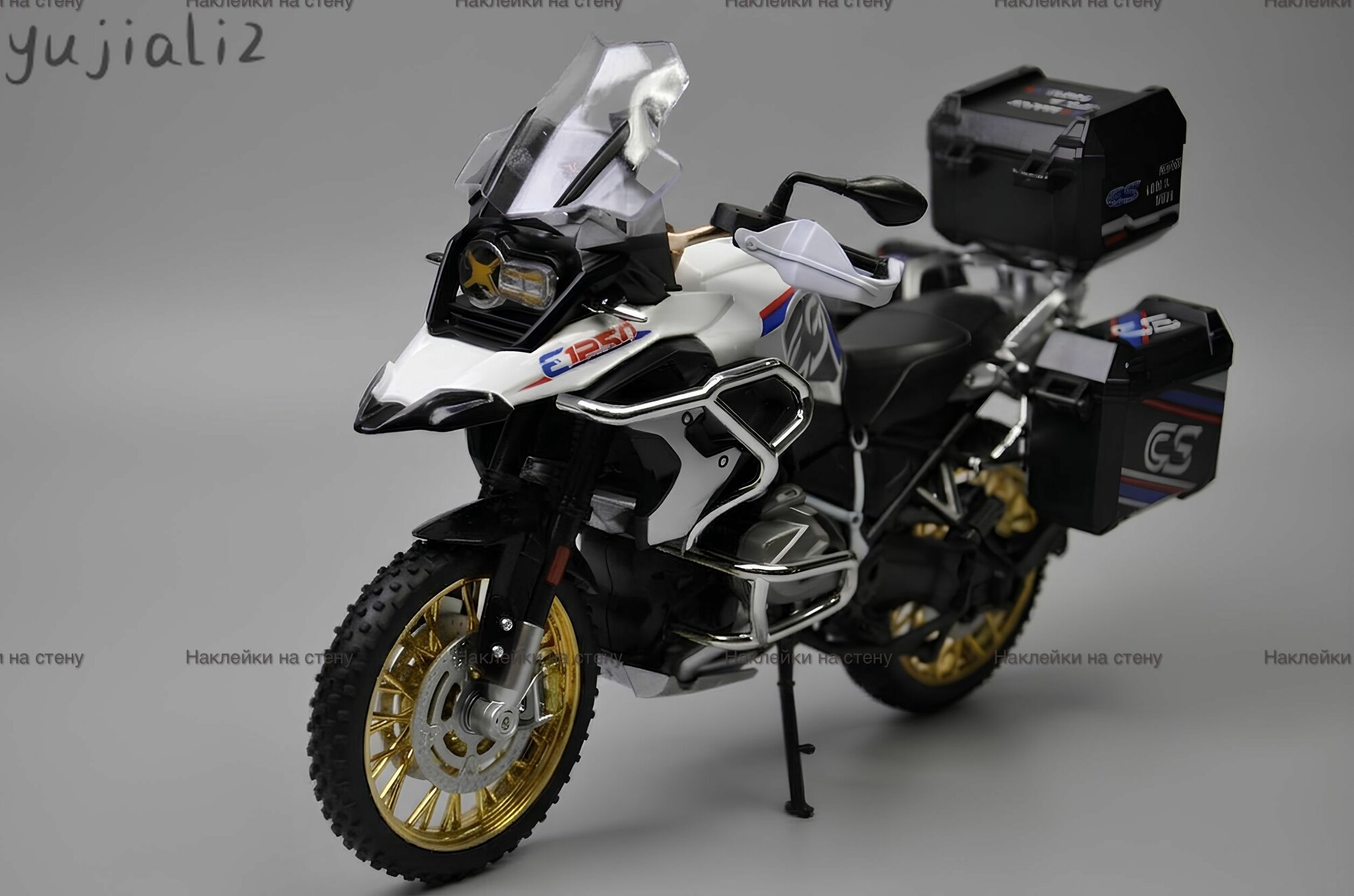 Мотоцикл металлический инерционная модель c кофрами BMW R1250GS Детская игрушка / Масштаб 1:10
