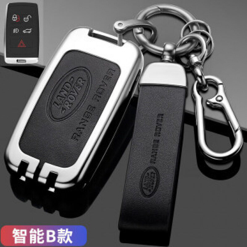 Ключевой брелок Land Rover Smart B Style из серебристой черной кожи с запястным ремнем и пряжкой для внедорожников