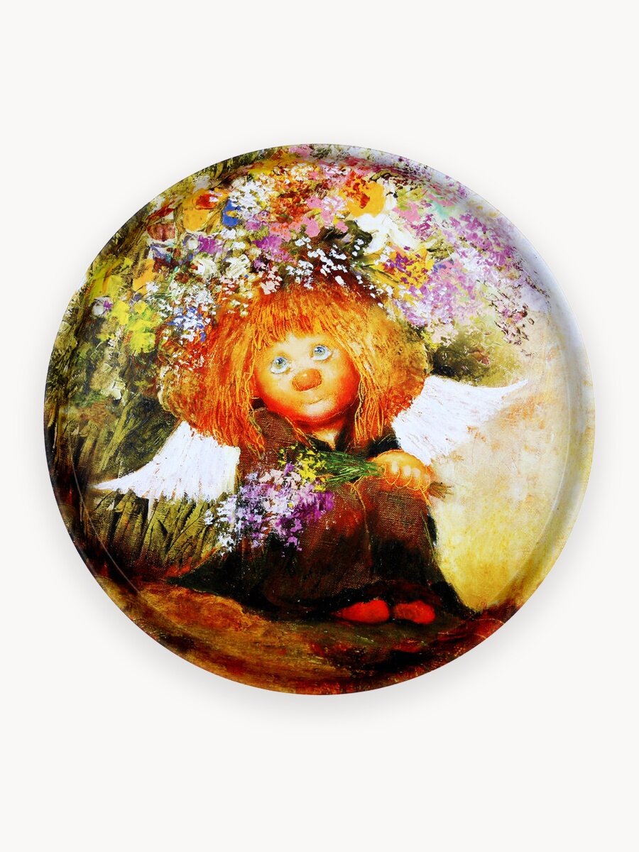 Поднос GALA "Мечтатель" Арт. PD033 / Поднос декоративный / Поднос кухонный / Поднос круглый