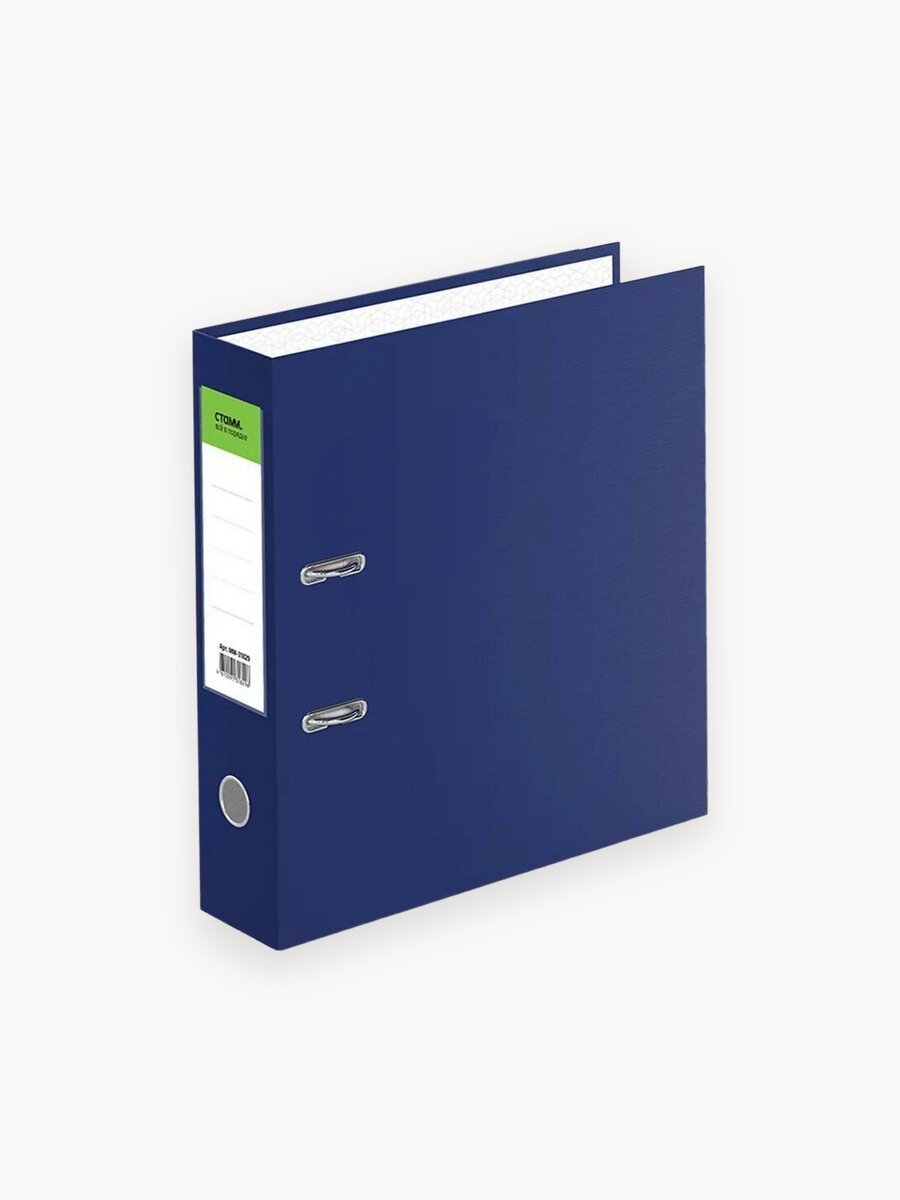 Папка регистратор для документов СТАММ "Стандарт", 70мм, бумвинил, с карманом на корешке, синяя