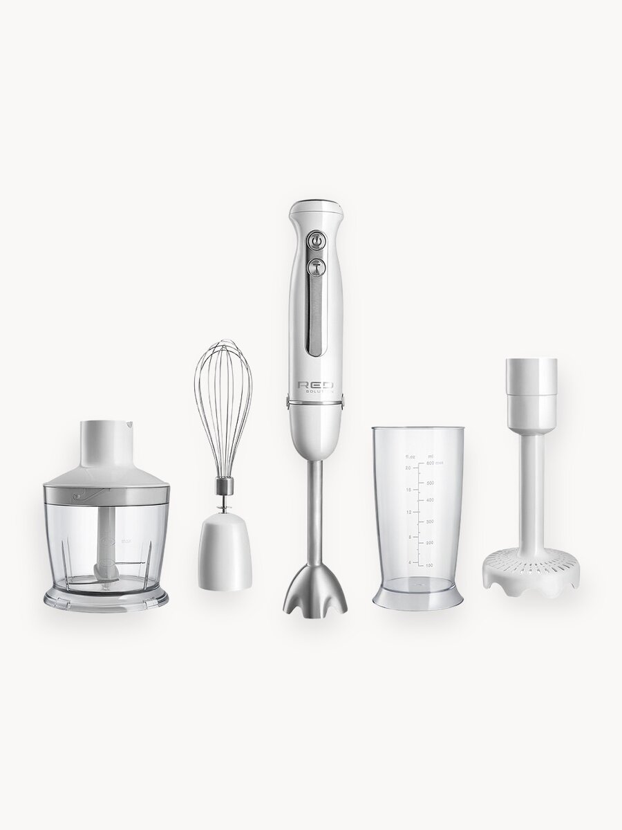 Блендер RED SOLUTION HB2917P. 25 скоростей, 5 насадок, белый