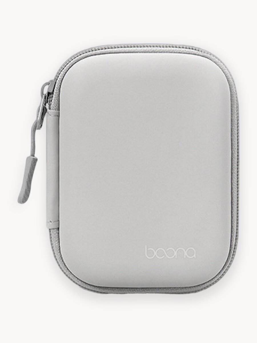 Органайзер дорожный противоударный для проводов, зарядных устройств, аксессуаров BAONA 12см x 9см x 4см, серый, экокожа