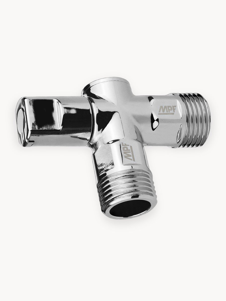 Кран шаровой угловой для бытовой техники 1/2" н/н (универсальный) хром-polish, латунь, ГОСТ, MPF