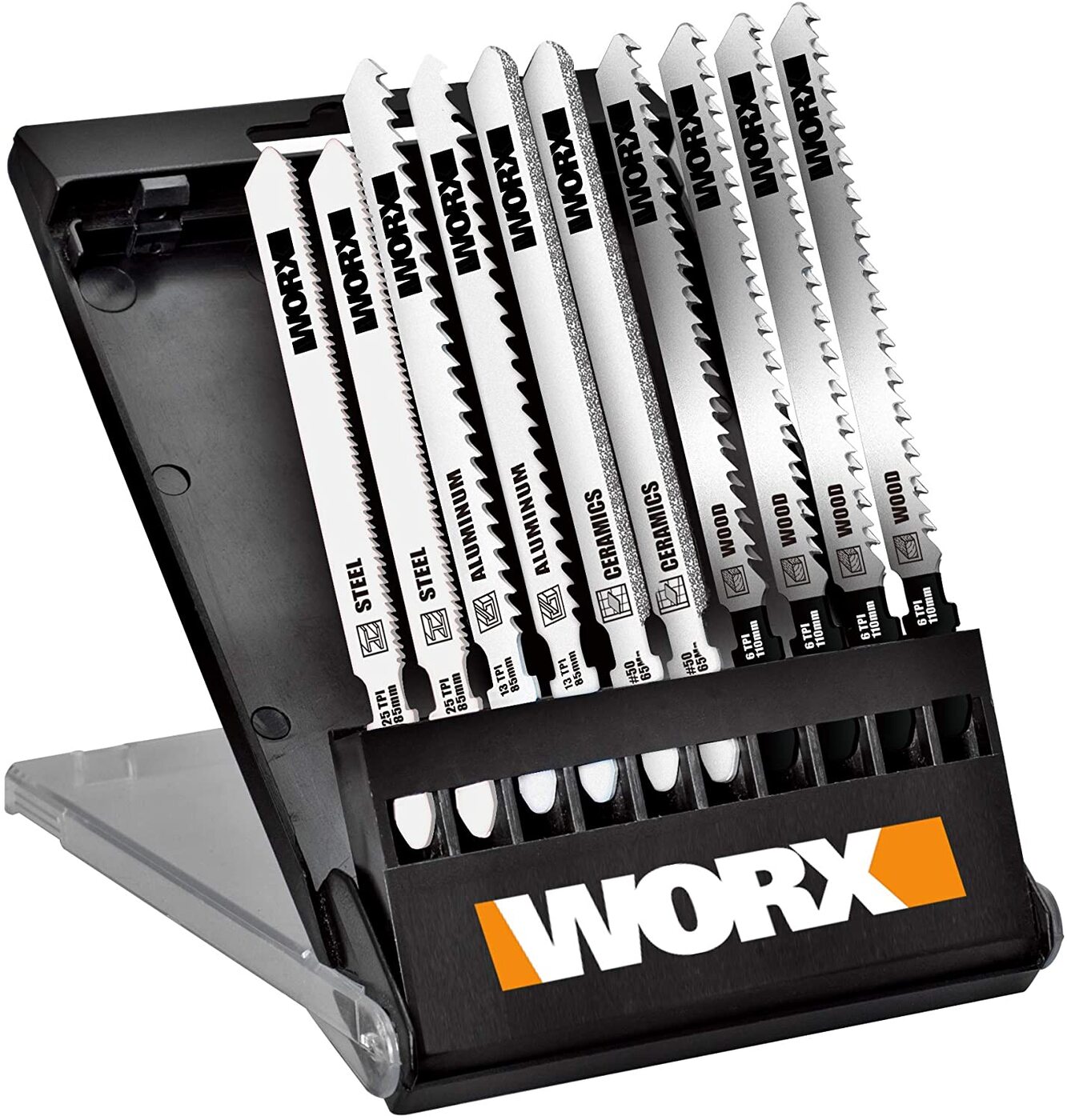 Набор пилок для лобзика WORX WA8106, 10 шт, в пластиковом футляре