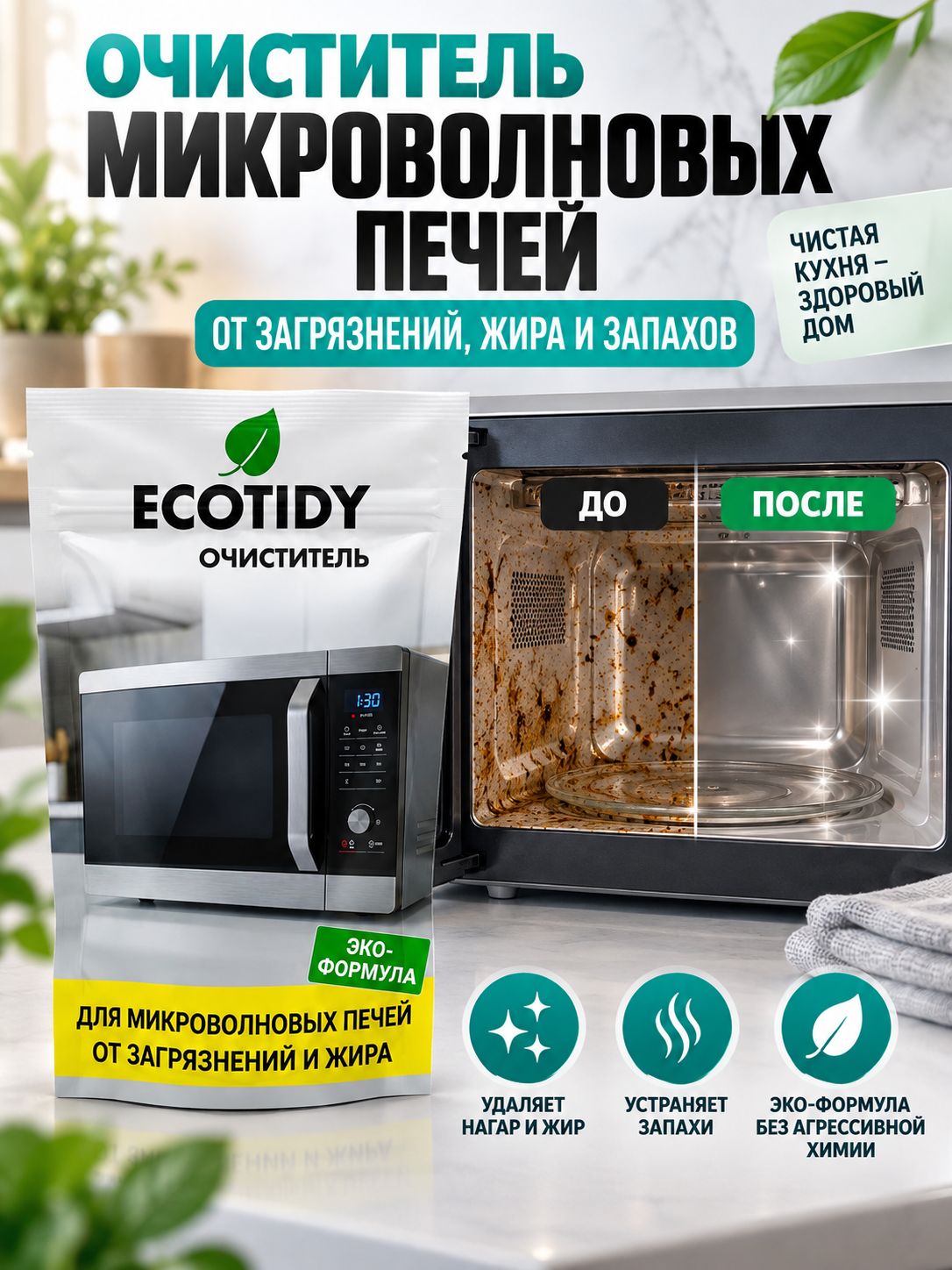 Средство для очистки микроволновых печей и свч "ECOTIDY"