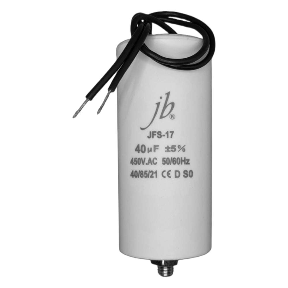 Конденсатор пусковой JB 40мкФ, 450В, 50х110, JFS-17 (CBB60-G) (гибкие выводы+болт) JFS17A6406J000000B-321