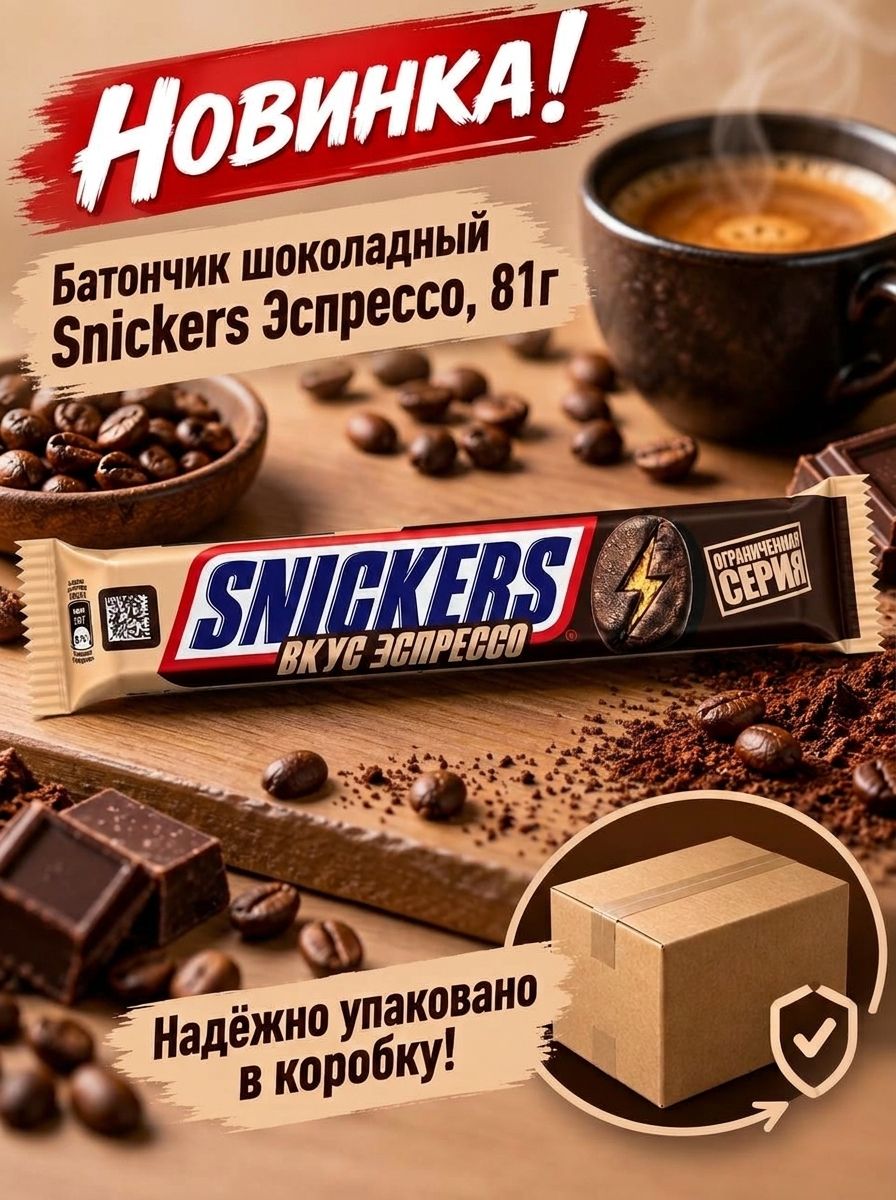 Батончик шоколадный Snickers Эспрессо, 81г
