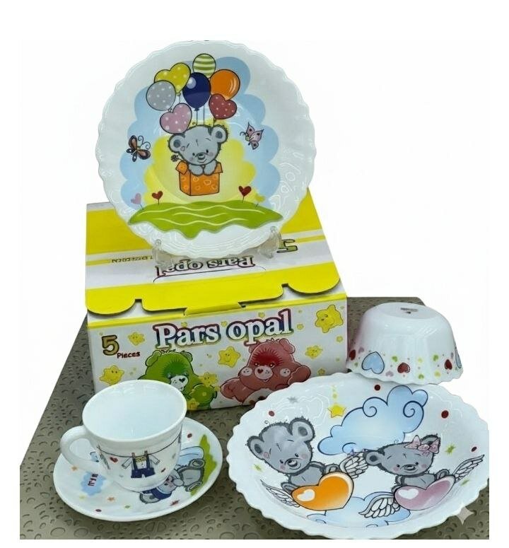 Набор посуды , фарфор, для девочек и мальчиков, 20см, 5 предмета