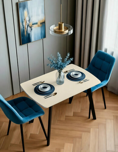 Изображение товара Стол кухонный, обеденный Лори, нераскладной, искусственный камень, 110х69х74 см, бежевый гранит