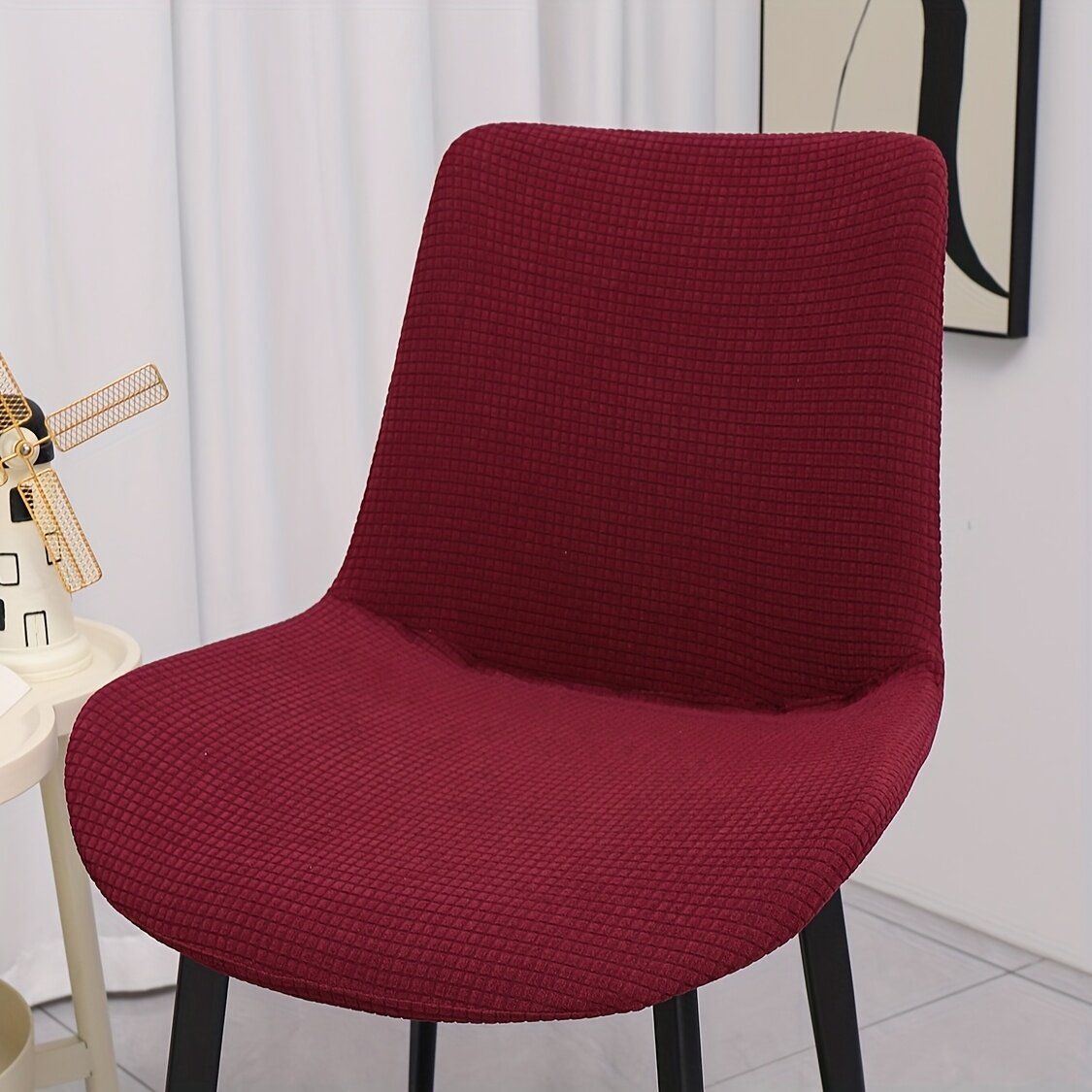 Чехол на стул эластичный Nordic Modern с спинкой, цвет crimson, однослойный, из мягкой ткани, машинная стирка, для обеденных и офисных стульев