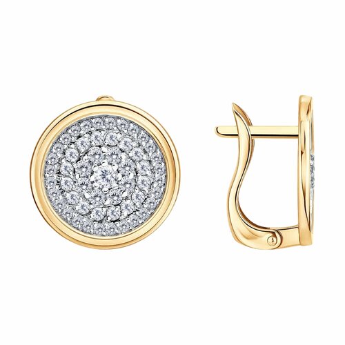 фото Серьги diamant online, красное золото, 585 проба, фианит, длина 1.5 см, , прозрачный