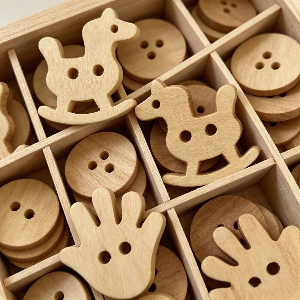 Деревянные пуговицы в форме кошки 50 шт. Palm wood buttons