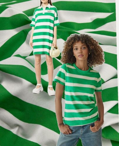 Изображение товара Ткань, хлопковое джерси с эластаном bianco green, Италия; 100см*176см
