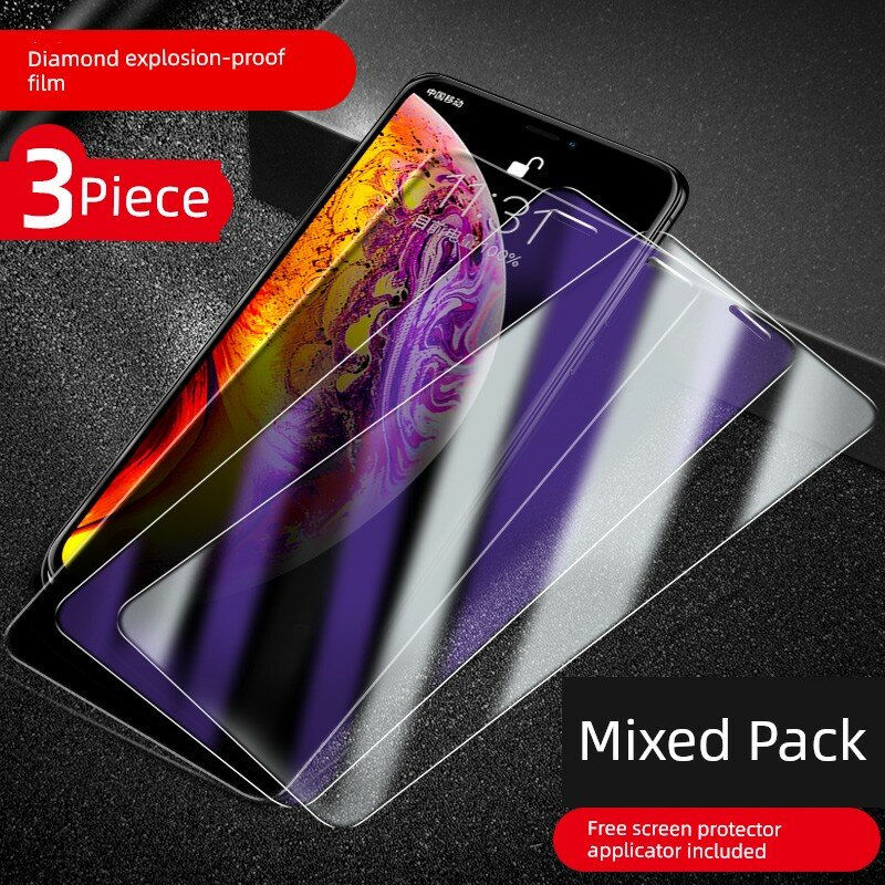 IPhone Xs Max Смешанный набор Стеклянный защитный экран 3 шт. Прозрачный, фильтр синего света и приватность