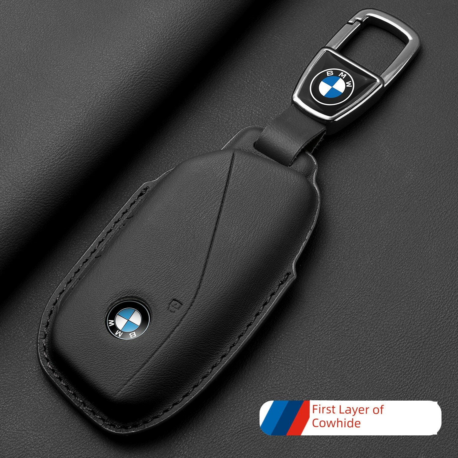 Чехол для ключей BMW умной формы благородный черный с логотипом BMW металлический пряжка натуральная кожа