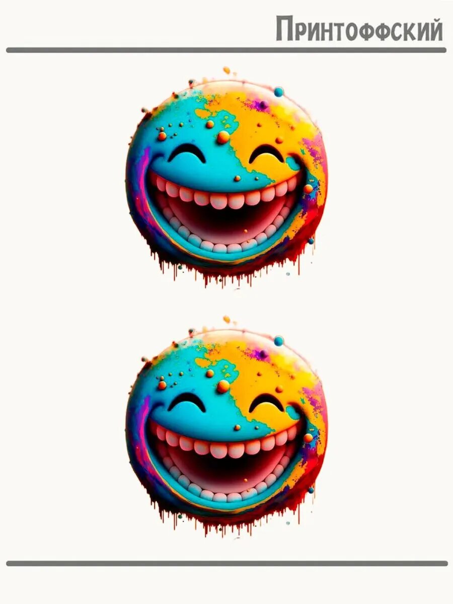 2-е (Две) Термонаклейки смайлик прикол ржач smiley face