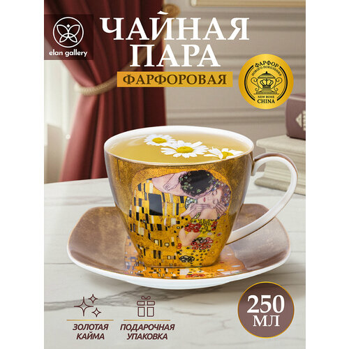 фото Чайная пара, чашка с блюдцем 2 предмета 250 мл 11,5х9х7,5 см elan gallery поцелуй