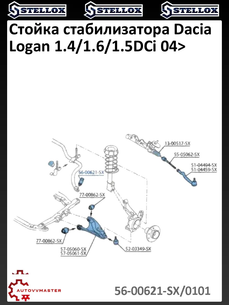 Стойка стабилизатора Dacia Logan 1.4/1.6/1.5DCi 04>