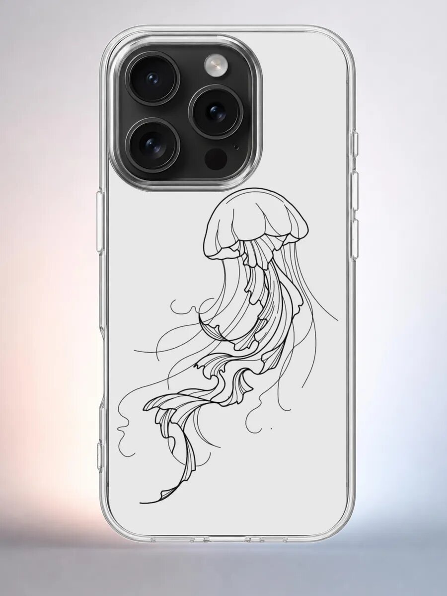 Чехол iPhone 15 Pro медуза минимал силиконовый