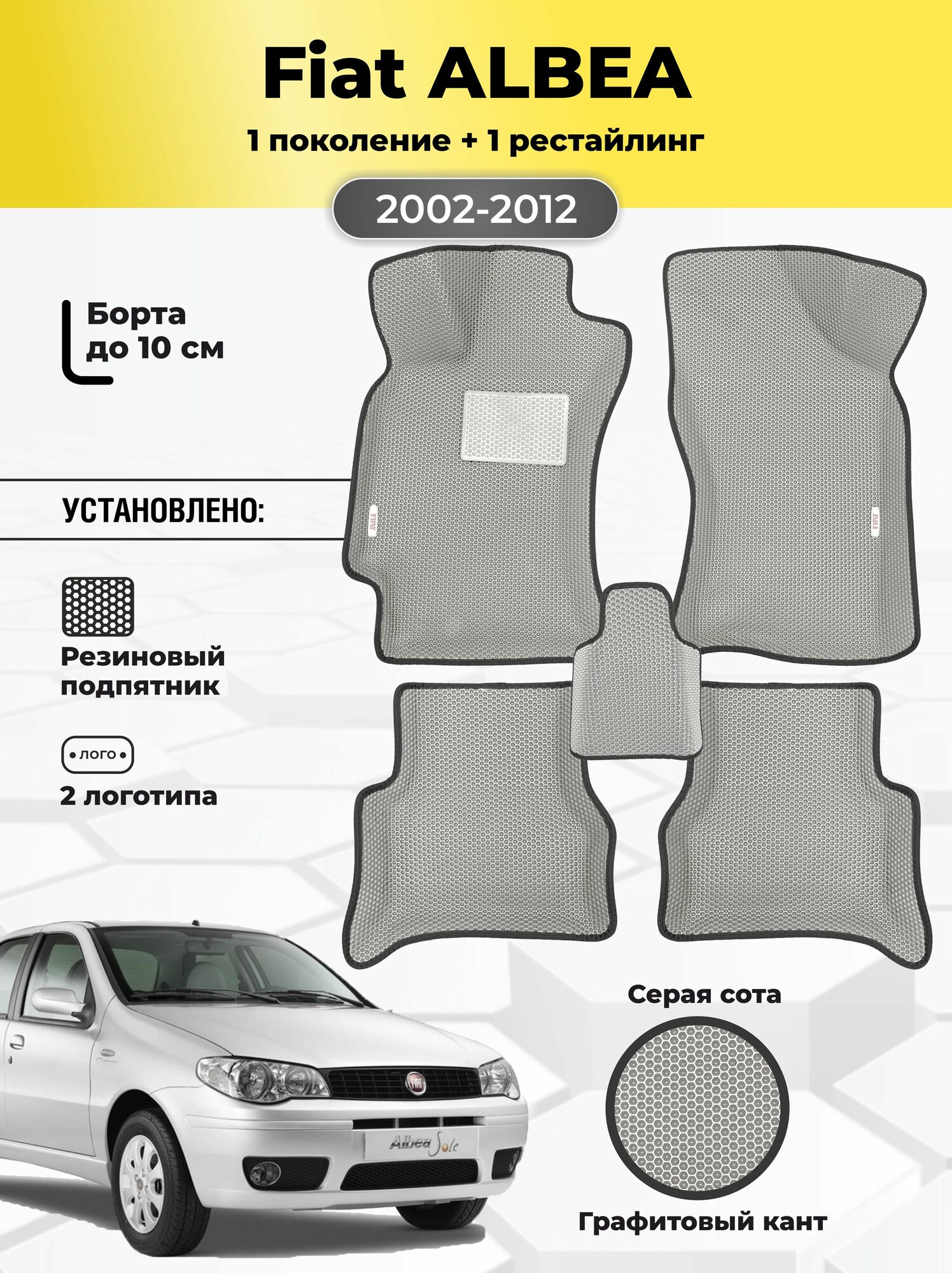 Коврики Ева автомобильные Fiat Albea 2002-2012 EVA ЭВА с бортами