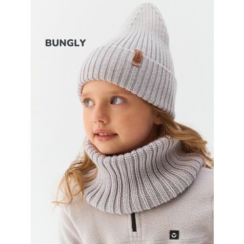 фото Снуд bungly осень-зима для детей, единый, бежевый, серый