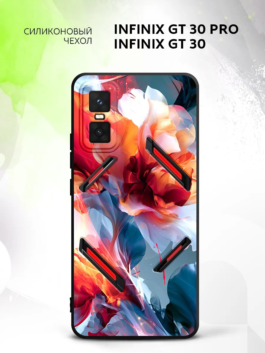 Чехол на Infinix GT 30 Pro/GT 30, Инфиникс Джити 30 Про/ Джити 30 бампер, противоударный, с картинкой цветочный принт
