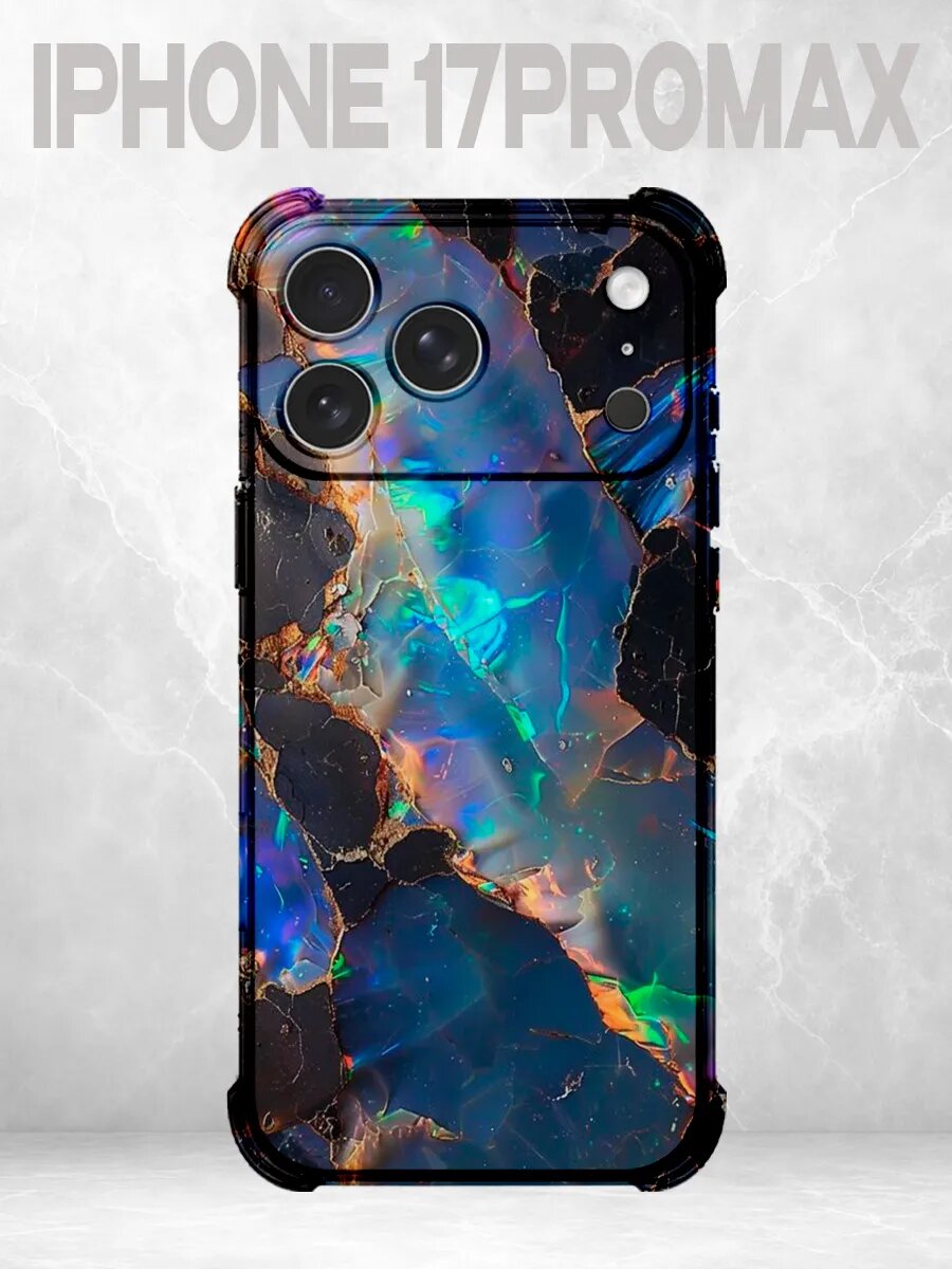 Чехол на iPhone 17 Pro Max опал камень синий