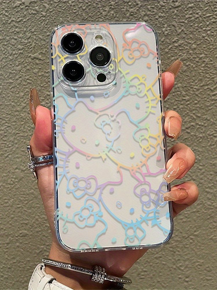 Чехол на Редми 12 / Redmi 12 прозрачный с принтом Радужный Hello Kitty силиконовый ударопрочный