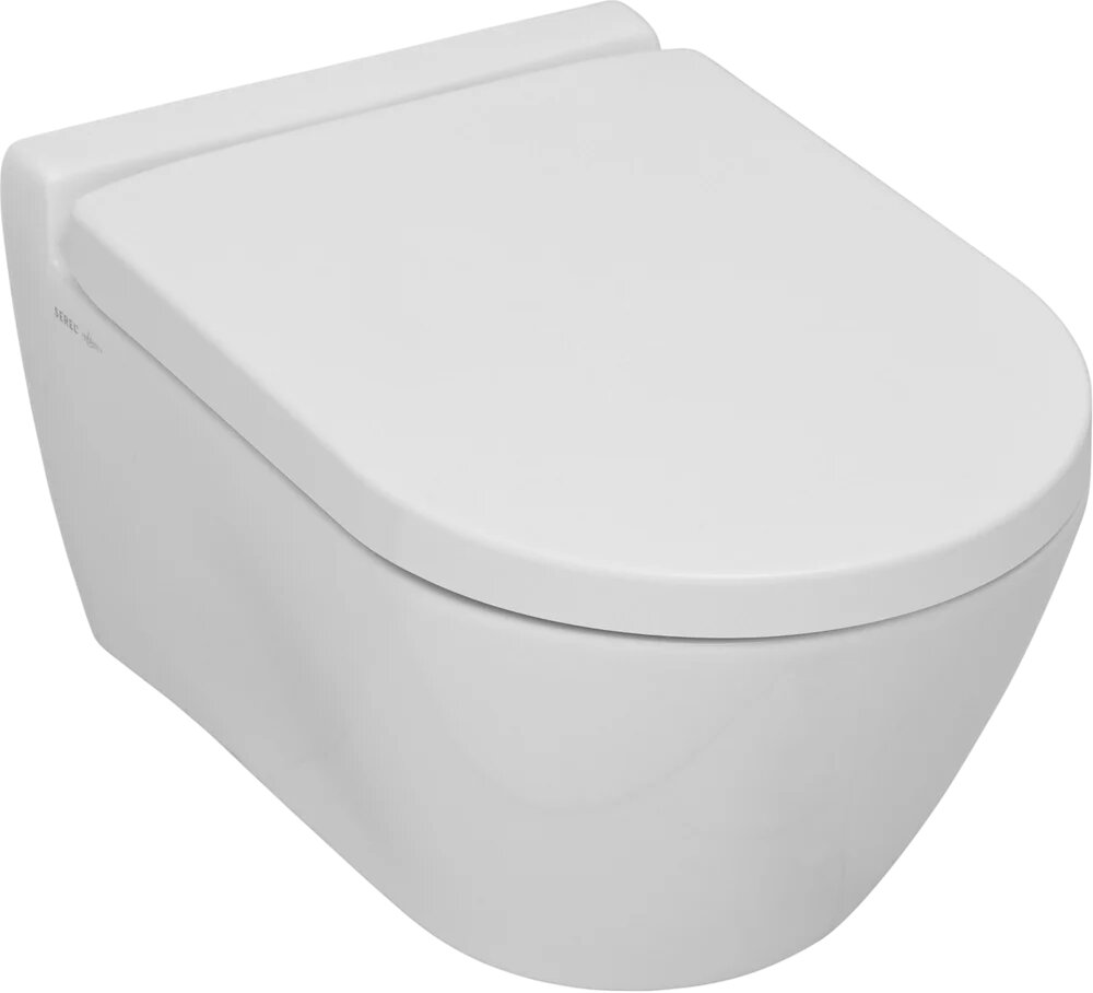 Унитаз подвесной Serel Smart SM25 с микролифтом, без бачка, антивсплеск, фарфоровый, белый, глянцевый, овальный, сиденье для унитаза в комплекте