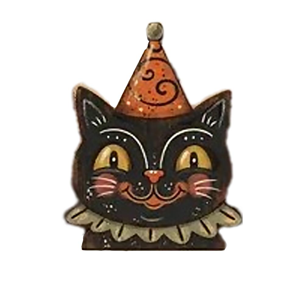 Винтажная фигурка Черный кот на Хэллоуин, деревянный декор для стола, 15 см