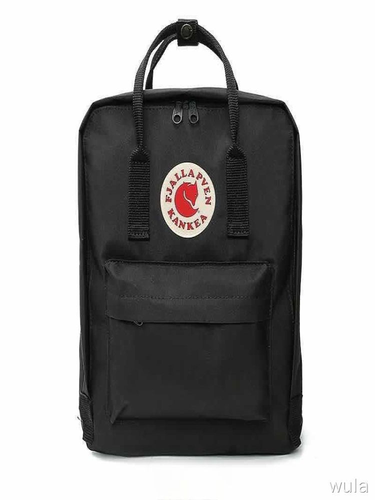 Сумка школьная Fjällräven Kånken, черная, прямоугольная, с передним карманом, для учёбы, рюкзак — фото 1