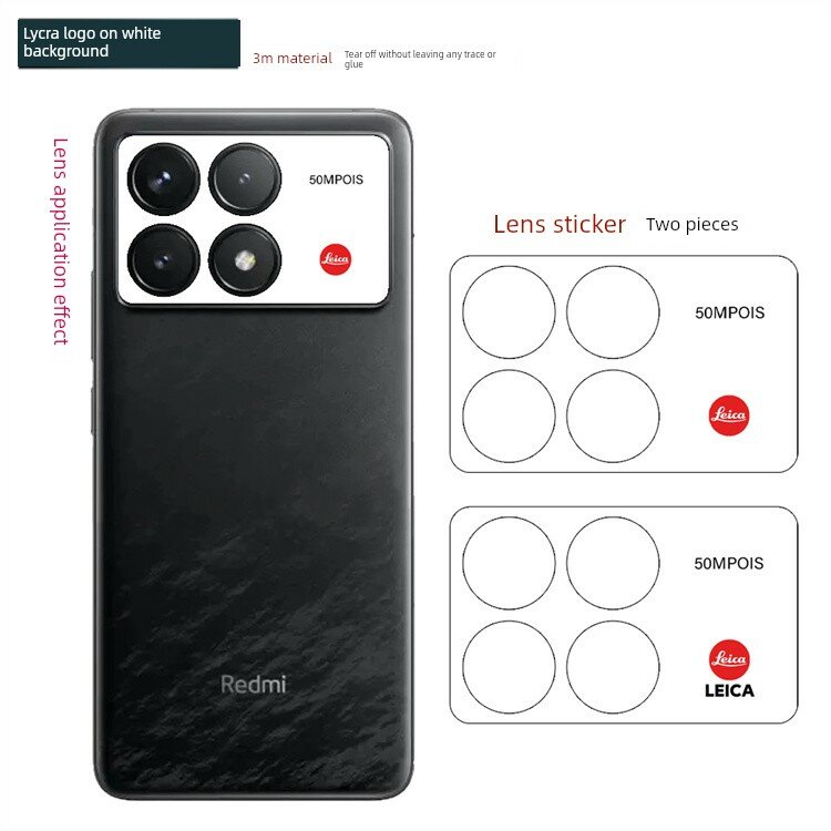 Набор из 2 матовых наклеек для объектива смартфона Redmi K70 Pro — аниме-дизайн логотип Лейка, защита от царапин