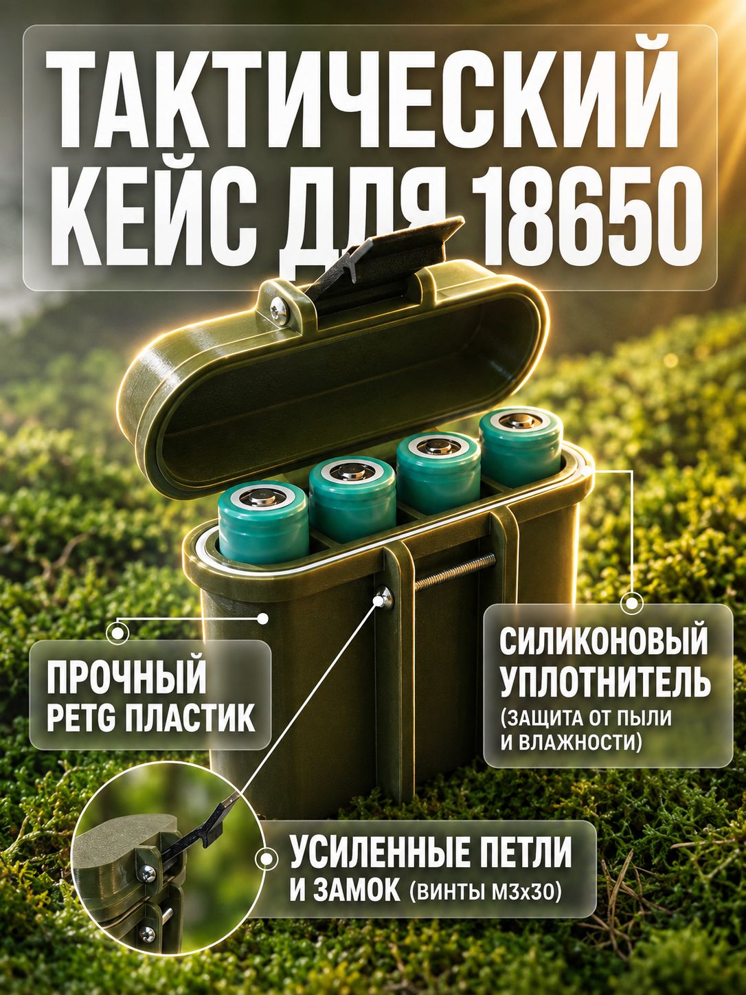 Кейс для аккумуляторов 18650 с креплением на пояс