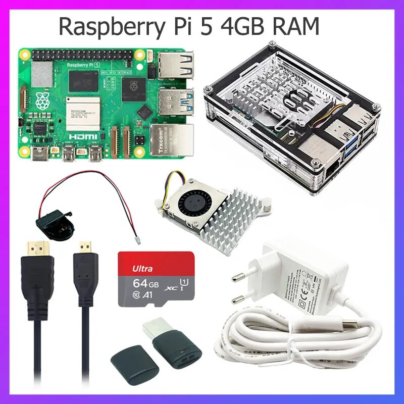 Raspberry Pi 5 4GB RAM комплект с корпусом и аксессуарами