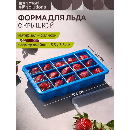 фото Форма для льда с крышкой ice cubes 15 ячеек smart solutions ss0000376