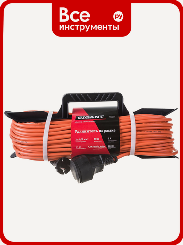 Изображение товара Удлинитель на рамке Gigant б/з ПВС 2х0,75 6A 50м IP 44 INDUSTRY EG PE-011